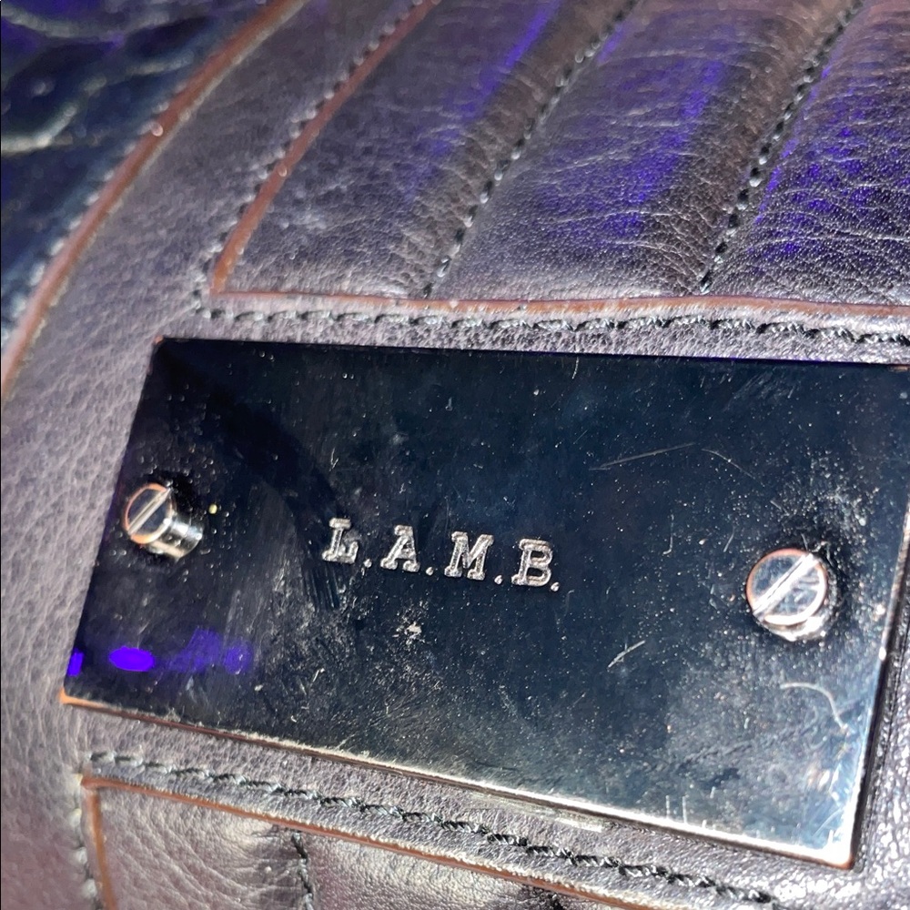 VTG L.A.M.B. Gwen Stefani Black Croc-Embossed Leather Walderston Satchel - Picture 4 of 5